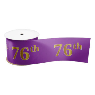 Faux/Imitation Gold "76th" Event Number (Paars) Satijnen Lint