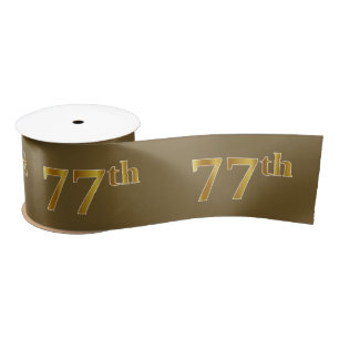 Faux/Imitation Gold "77th" Event Number (bruin) Satijnen Lint
