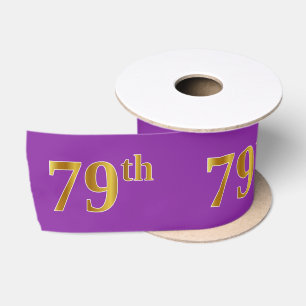 Faux/Imitation Gold "79th" Event Number (Paars) Satijnen Lint