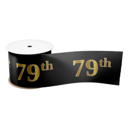 Faux/Imitation Gold "79th" Event Number (zwart) Satijnen Lint