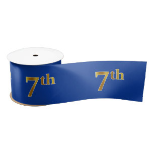 Faux/Imitation Gold "7th" Event Number (blauw) Satijnen Lint
