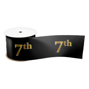 Faux/Imitation Gold "7th" Event Number (zwart) Satijnen Lint