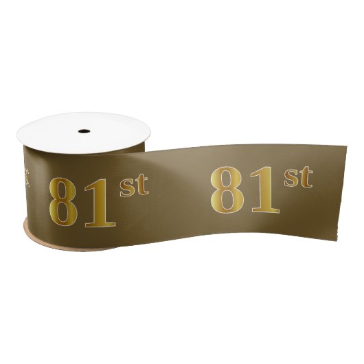 Faux/Imitation Gold "81st" Event Number (bruin) Satijnen Lint (Spoel)