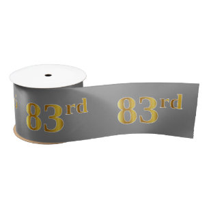Faux/Imitation Gold "83rd" Event Number (grijs) Satijnen Lint