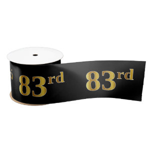 Faux/Imitation Gold "83rd" Event Number (zwart) Satijnen Lint