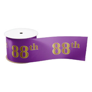 Faux/Imitation Gold "88th" Event Number (Paars) Satijnen Lint