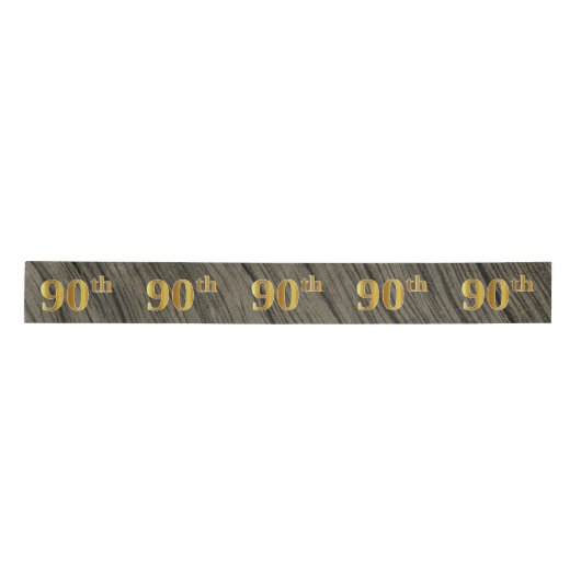 Faux/Imitation Gold "90th" Event Number (Rustic) Satijnen Lint (Voorkant)