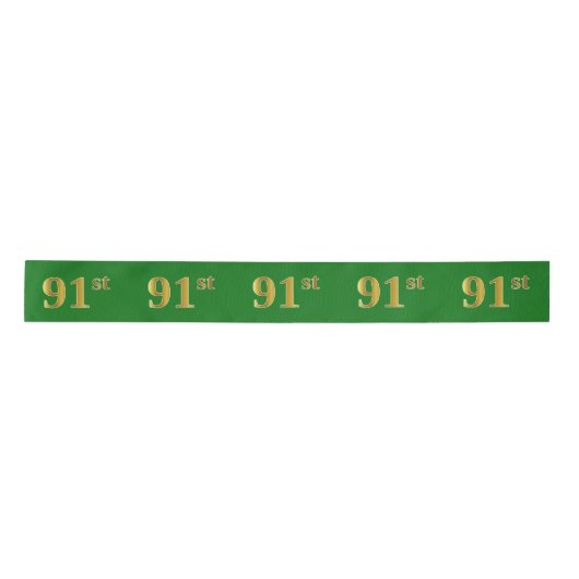 Faux/Imitation Gold "91st" Event Number (groen) Satijnen Lint (Voorkant)