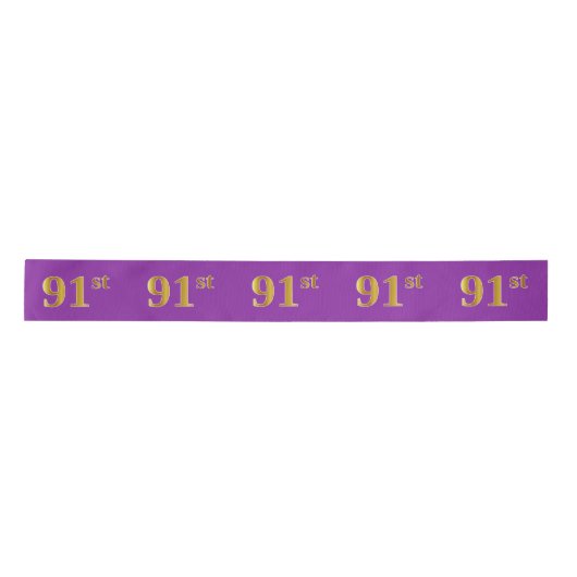 Faux/Imitation Gold "91st" Event Number (Paars) Satijnen Lint (Voorkant)