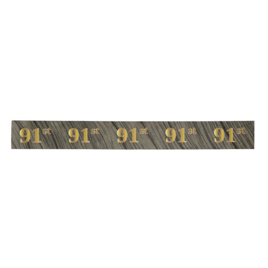 Faux/Imitation Gold "91st" Event Number (Rustic) Satijnen Lint (Voorkant)