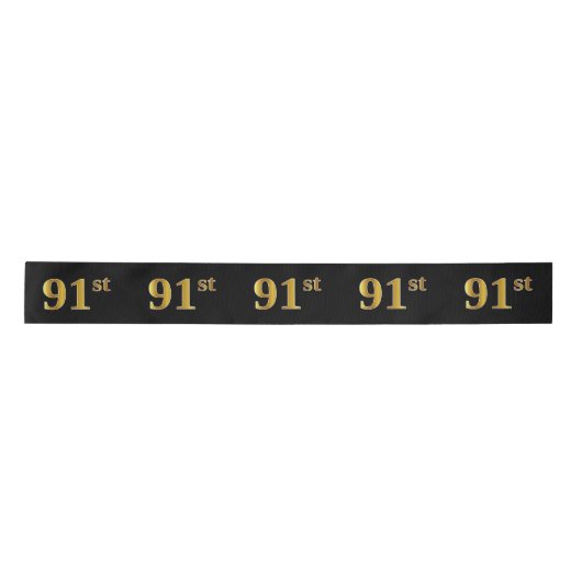 Faux/Imitation Gold "91st" Event Number (zwart) Satijnen Lint (Voorkant)
