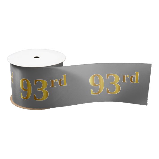 Faux/Imitation Gold "93rd" Event Number (grijs) Satijnen Lint (Spoel)