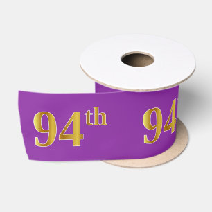 Faux/Imitation Gold "94th" Event Number (Paars) Satijnen Lint