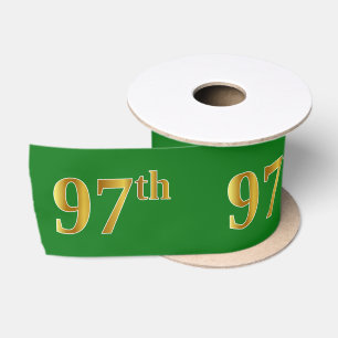 Faux/Imitation Gold "97th" Event Number (groen) Satijnen Lint