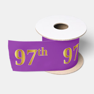 Faux/Imitation Gold "97th" Event Number (Paars) Satijnen Lint
