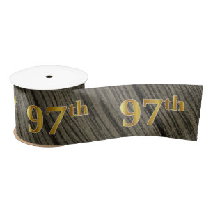 Faux/Imitation Gold "97th" Event Number (Rustic) Satijnen Lint