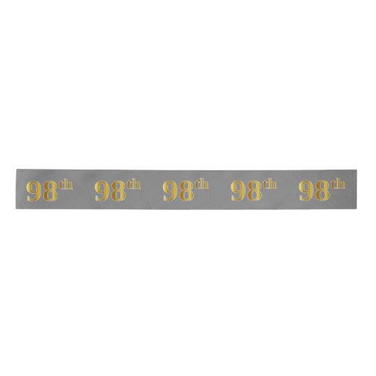 Faux/Imitation Gold "98th" Event Number (grijs) Satijnen Lint (Voorkant)