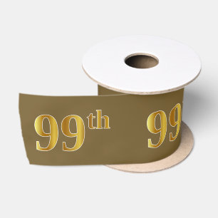 Faux/Imitation Gold "99th" Event Number (bruin) Satijnen Lint