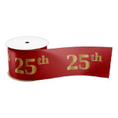 Faux/Imitation Gold look "25th" Event Number (rood Satijnen Lint (Spoel)