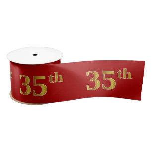 Faux/Imitation Gold look "35th"-gebeurtenisnummer  Satijnen Lint