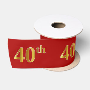 Faux/Imitation Gold look "40th"-gebeurtenisnummer Satijnen Lint