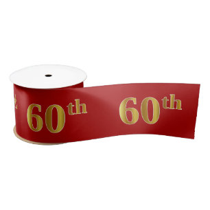 Faux/Imitation Gold look "60th"-gebeurtenisnummer  Satijnen Lint