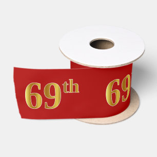 Faux/Imitation Gold look "69th"-gebeurtenisnummer  Satijnen Lint