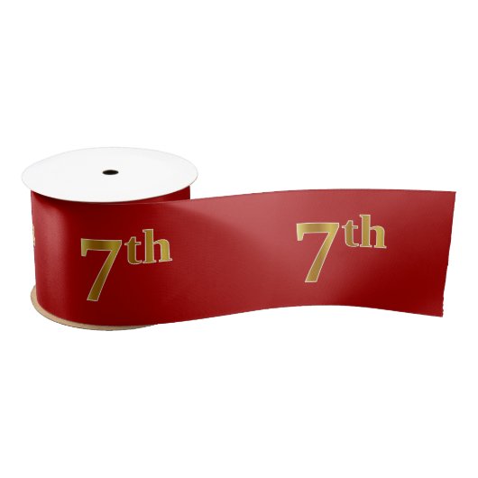 Faux/Imitation Gold look "7th" Event Number (rood) Satijnen Lint (Spoel)