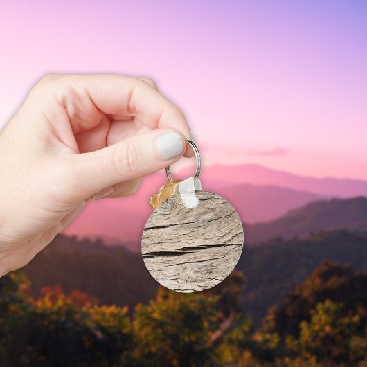 Faux, in een rack geplaatst boomschors sleutelhanger