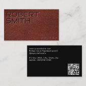 Faux in reliëf gemaakt bruin leer visitekaartje (Voorkant / Achterkant)