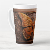 Faux in reliëf gemaakt hout, Paisley en bloemen Latte Mok (Linkerhoek)