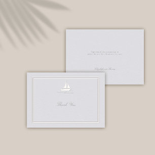 Faux in reliëf kustboot nautische formele bruiloft bedankkaart