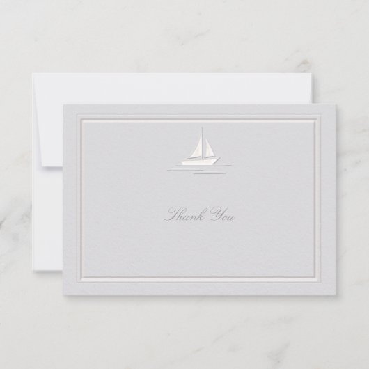 Faux in reliëf kustboot nautische formele bruiloft bedankkaart (Voorkant)