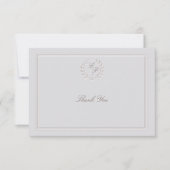 Faux in reliëf nautisch anker ivoor formele bruilo bedankkaart (Voorkant)