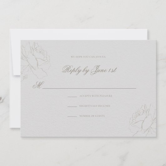 Faux in reliëf Rozen Ivoor Classic Wedding Respons (Voorkant)