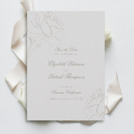 Faux in reliëf Rozen Ivoor Formal Classic Wedding Save The Date