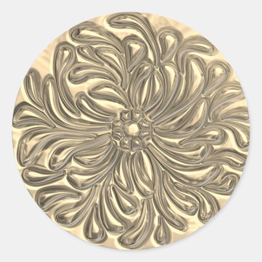 Faux Ingegraveerd Gold Design Seal Ronde Sticker (Voorkant)