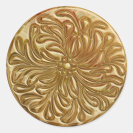 Faux Ingegraveerd Gold Design Seal Ronde Sticker