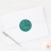 Faux Ingegraveerd Peacock Blauwgroen Set 1026 Ronde Sticker (Envelop)