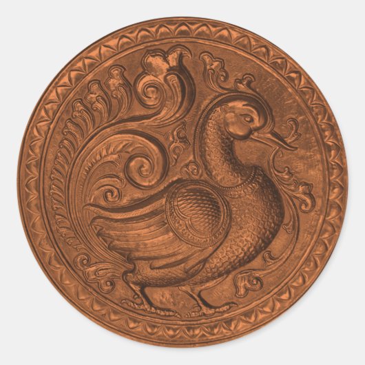 Faux Ingegraveerd Peacock Copper Set 1026 Ronde Sticker (Voorkant)