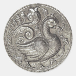 Faux Ingegraveerd Peacock Silver Set 1026 Ronde Sticker