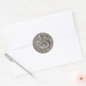 Faux Ingegraveerd Peacock Silver Set 1026 Ronde Sticker (Envelop)