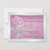 FAUX Ingegraveerde roze pony op de Silver Reply Ca RSVP Kaartje (Voorkant)