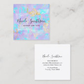 faux iridescence paarse opaal vierkante visitekaartje (Voorkant / Achterkant)