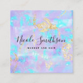 faux iridescence paarse opaal vierkante visitekaartje (Voorkant)