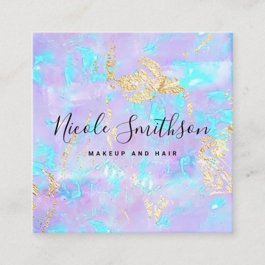 faux iridescence paarse opaal vierkante visitekaartje (Voorkant)