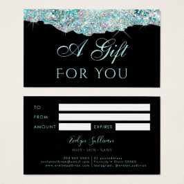 Faux Iridescent blauwgroen glitter sequoire cadeau Visitekaartje