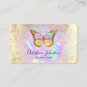 faux iridescent butterfly logo visitekaartje