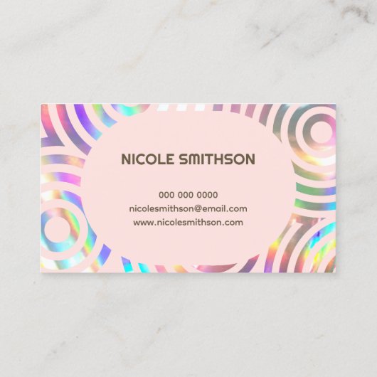 faux iridescent cirkels visitekaartje (Achterkant)