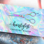 faux iridescent effect hairstylist scissers visitekaartje
